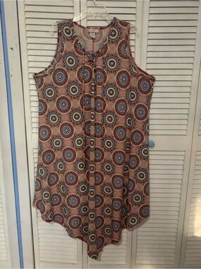 Cest La Vie Sleeveless Tie Front Mandala Print Boho Look Dress
